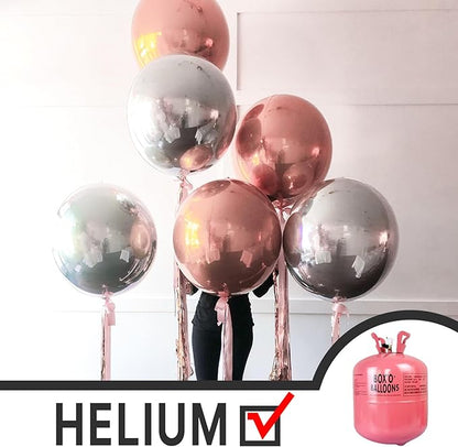 PartyWoo Metallic Silver Large Round Giant Foil 4D Balloons 3pcs 50 Inch | 50 - Image 3