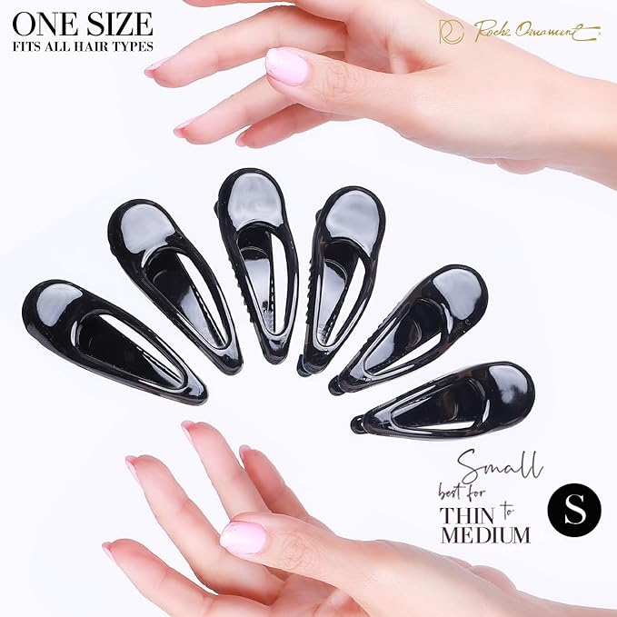 RC ROCHE 6 Pcs Small Flat Flip Hair Claw Clips for Women Alligator Duckbill Thick Hair Styling Barrette Strong Side Slide Jaw Plastic No Slip, Small Black
