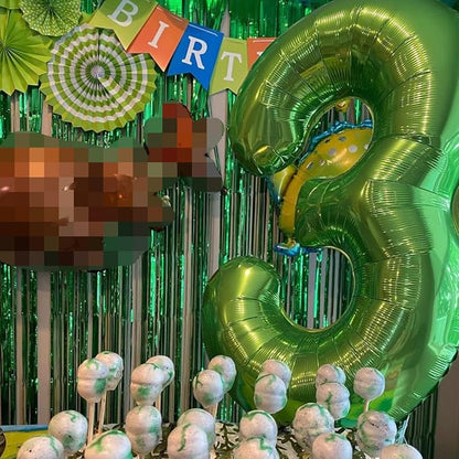 40 Inch Green Large Numbers Balloons 3, Self Inflating Digit 3 Helium Balloons - Image 3