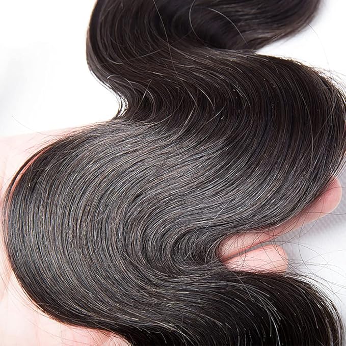 Color 1B Body Wave Bundles Natural Black Human Hair Bundles Unprocessed Brazilian Virgin Remy Hair Single Bundle 24 Inch Double Weft Real Color 1B Hair Weave