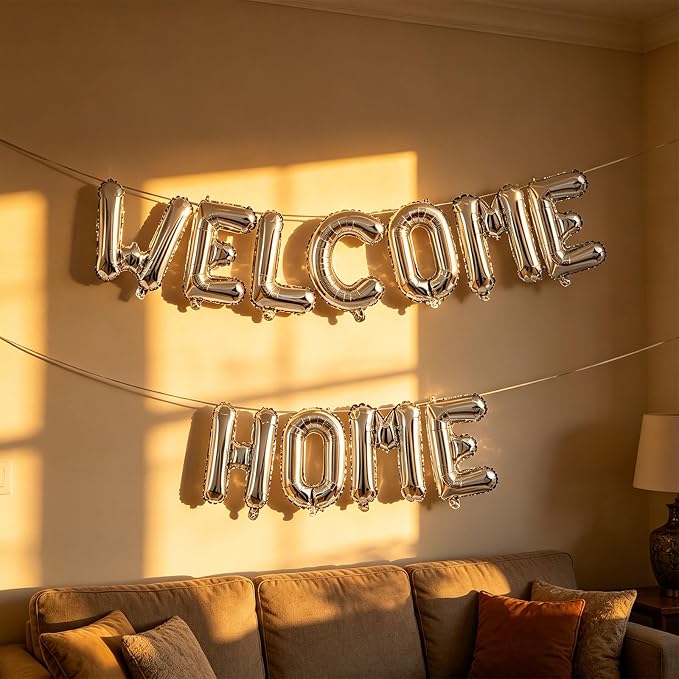 2 Set 22Pcs Silver WELCOME HOME Letter Balloons 16in Balloon Foil Letter - Image 6
