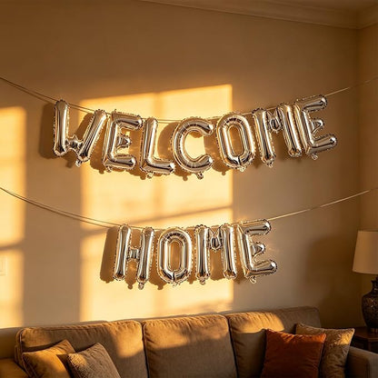 2 Set 22Pcs Silver WELCOME HOME Letter Balloons 16in Balloon Foil Letter - Image 6