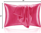 BEDELITE Satin Pillowcase with Zipper, Hot Pink King Size Pillow Cases Set of 2, Super Soft and Cooling Similar to Silk Pillow Cases, Gift for Women Men(20x36 Inches)