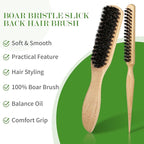 Hair Wax Stick & Boar Bristle Hair Brush, Slick Back Hair Brush for Women Men Kids, Strong Hold Smoothing Wax Stick for Slick Back Flyaways & Baby Hairs
