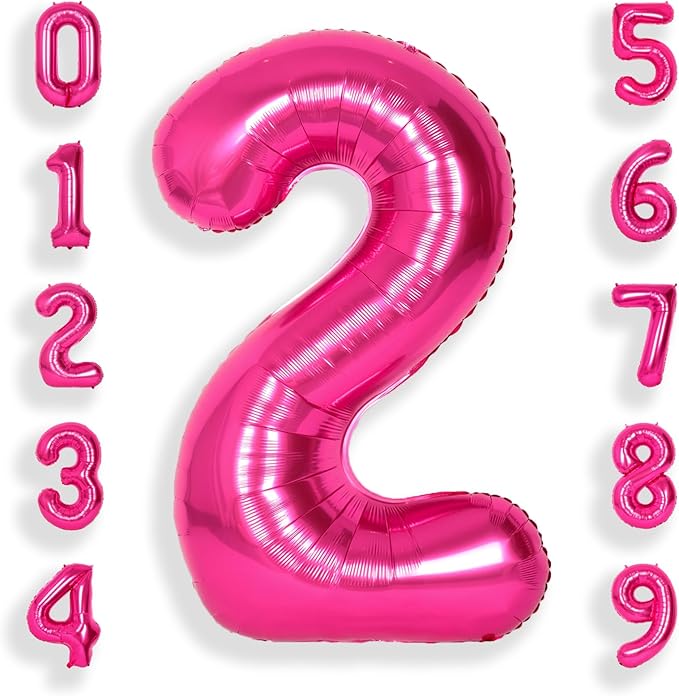 SUWEN 40 Inch Hot Pink Large 2 Number Balloons Big Foil Helium Number Balloons by SUWEN