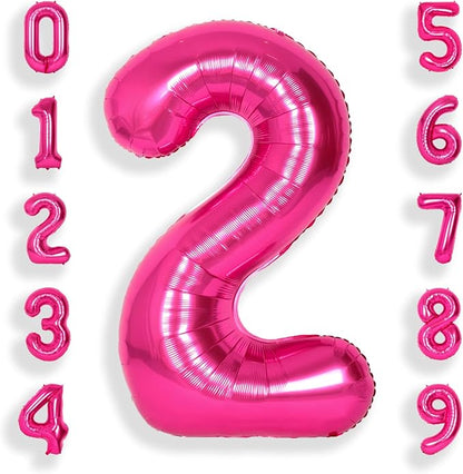 SUWEN 40 Inch Hot Pink Large 2 Number Balloons Big Foil Helium Number Balloons by SUWEN
