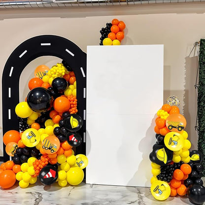 Construction Balloons, 12 Inch Black Yellow Orange Confetti Truck Construction - Image 5