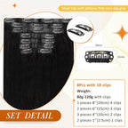 Full Shine 24 Inch Black Hair Extensions Clip in Human Hair Natural Black Invisible Clip ins Hair Extension Real Human Hair PU Weft for Long Hair 8 PCS 120 G