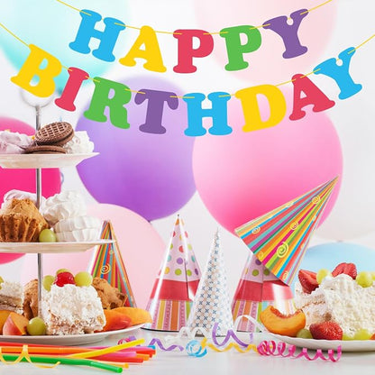 Colorful Happy Birthday Banner Rainbow Bunting Party Banner - Image 5