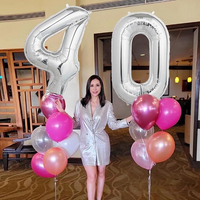 Number Balloons Silver Party Balloon - Image 6