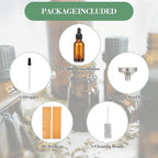 24 Pcs 1 oz Amber Glass Dropper Bottles, Leak-Proof Tincture Bottles with 2 Stainless Steel Funnel, 1 Extra Dropper, 48 Stickers & 1 Brush for Essential Oils, Perfume, Hair Oil, Travel Liquids