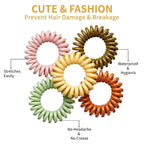 16Pcs Spiral Hair Ties, (Glossy Macaron&Dark) Hair Elastic Coils for Women and Girls, Waterproof Phone Cord Hair Scrunchies Accessories Bands for Ponytails and Updos