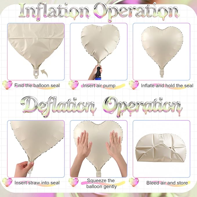 Pink Purple Heart Balloons, 18 Inch Pastel Lila Beige Helium Balloon - Image 7