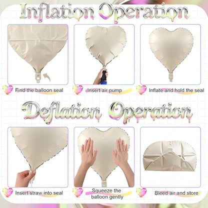 Pink Purple Heart Balloons, 18 Inch Pastel Lila Beige Helium Balloon - Image 7