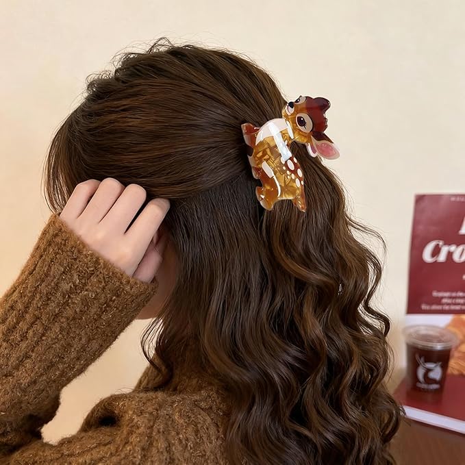 Deer Hair Clips for Women Christmas Reindeer Hair Claw Clips Cute Strong Hold Brown Fawn Hair Jaw Clip Non-slip Animal Hair Barrettes Christmas Holiday Hair Accessories for Thick Thin Hair Decoration
