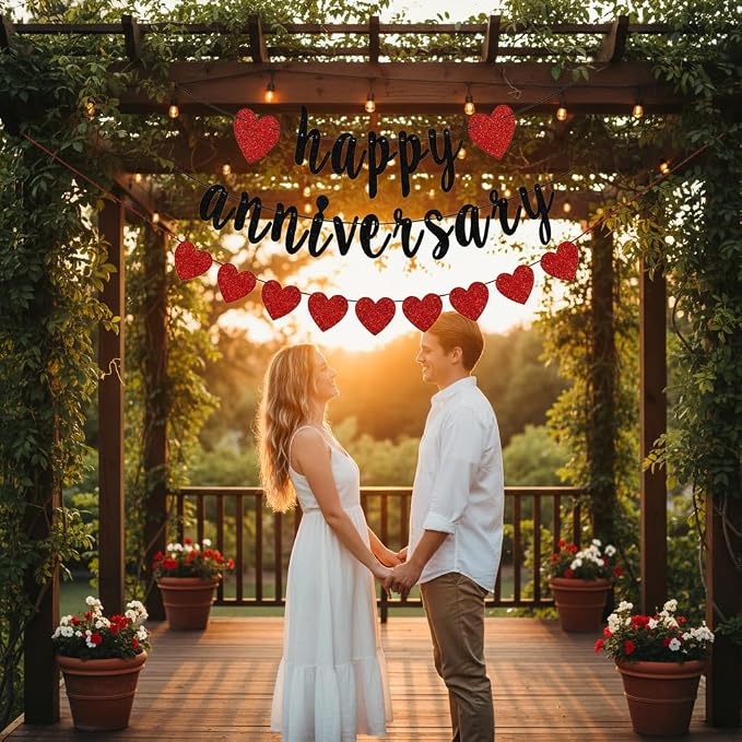 Happy Anniversary Banner, Glitter Paper and Cardstock, 6 ft Banner - Image 2