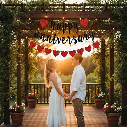 Happy Anniversary Banner, Glitter Paper and Cardstock, 6 ft Banner - Image 2