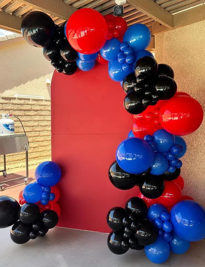 Black Red and Blue Balloon Arch Garland Kit, Birthday Party Decor | 106 Pcs Red - Image 7