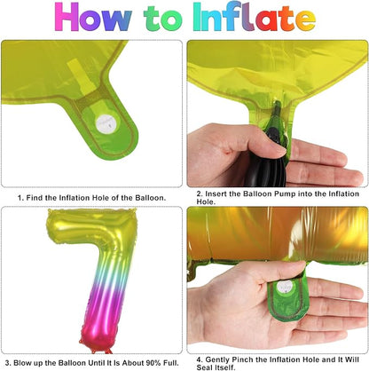 Rainbow Number 7 Balloon 40 Inch, Big Large Foil Number Balloons, Gradient - Image 7
