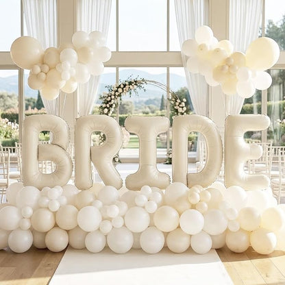 Biapian 40 Inch BRIDE Letter Balloons, Big Cream BRIDE Foil Balloons - Image 8