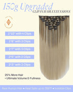 Full Shine Real Human Hair Extensions Clip ins 150 G Caramel Latte Rooted Highlight Hair Extensions Real Human Hair Clip ins 20 Inch 7 Pcs