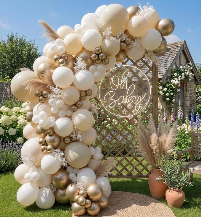 Sand White Gold Balloon Arch Kit by Unknown