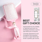 RHOS Paddle Brush for Women & Men - Detangler for Thick, Curly, Long, Wet & Dry Hair - Nylon Bristles Square Cushion Brush for Smoothing and Detangling (1 Pack - Pink)