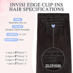 DOORES Hair Extensions Real Human Clip in 18 inch 130g 7pcs Invisi Edge, Seamless Clip in Hair Extensions Invisible Clipins Virgin Injected Skin Weft, 2 Dark Brown