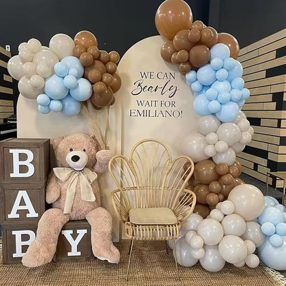 Blue and Brown Balloons, Light Baby Blue Cream Beige Apricot Coffee Party - Image 3