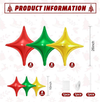 Red Green Gold Christmas Balloons, 26Inch and 10Inch Red Green Gold Quadrangle - Image 2