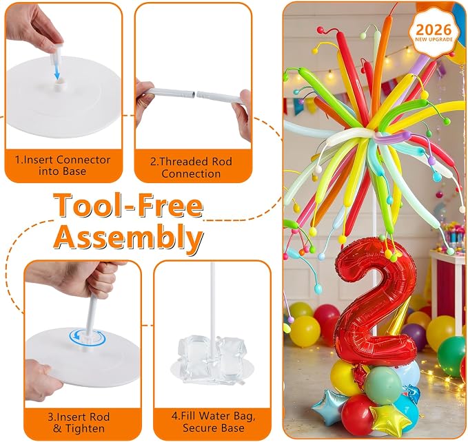 Balloon Column Stand Set of 4, Adjustable Balloon Tower Pillar Kit - Image 4