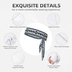 Men's Women Fashion Sports Sweatband Hand Decor for Running Fitness Spa, Long Multifunction Colorful Surf Blue Tribal Navajo Aztec Geometric Ethnic Pattern Head Ribbon Headwear