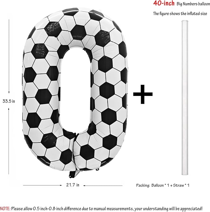 Black White Soccer Number 0 Balloon 10nd Birthday Decoration 40in 0 Balloon | - Image 2