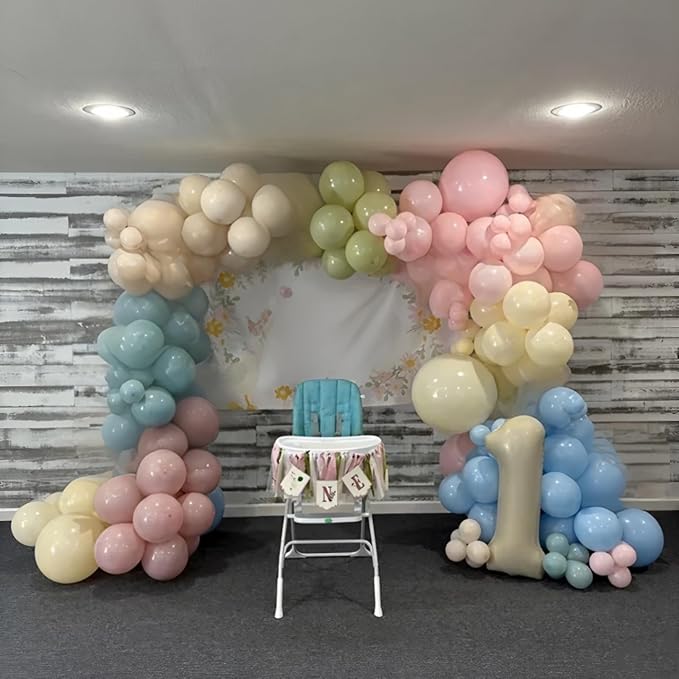 Pastel Pink Blue Green Balloons 12INCH 60PCS Goose Floral Birthday | Wildflower - Image 2