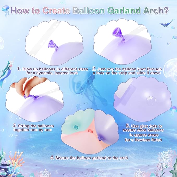 CROSSFINGERS Mermaid Balloon Garland Arch Kit Mermaid Birthday Decorations | - Image 6