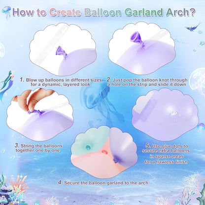 CROSSFINGERS Mermaid Balloon Garland Arch Kit Mermaid Birthday Decorations | - Image 6