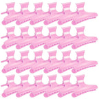 Ondder 24 Pcs Pink Butterfly Hair Clamps and Claw Clips for Styling, Sectioning, Cutting, Coloring - Pro Salon Hairdressing Tool Accessories for Women Girls
