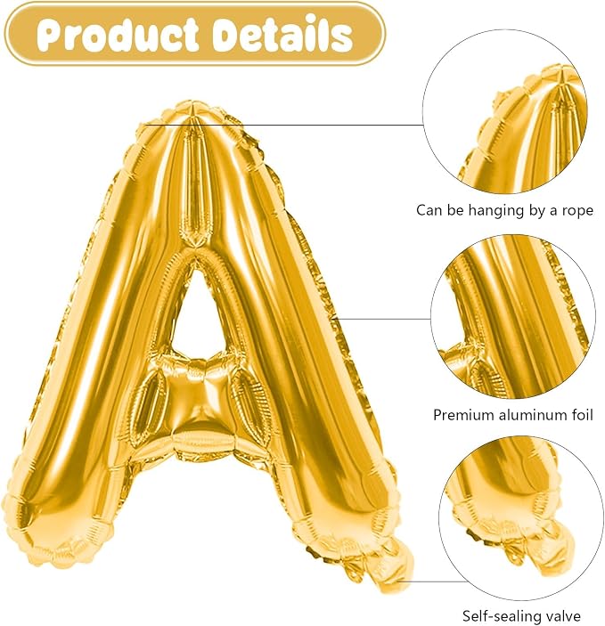 29PC Gold Happy Birthday Balloon Banner, 16 Inch 3D Aluminum Letter Banner Sign - Image 5