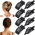 8Pcs French Flat Hair Clips for Women 2 Styles Claw Clips for Girls Matte Flat Hair Claw Clips for Thin and Thick Hair Large Non-slip Strong Hold Hair Accessories for Women (Black)