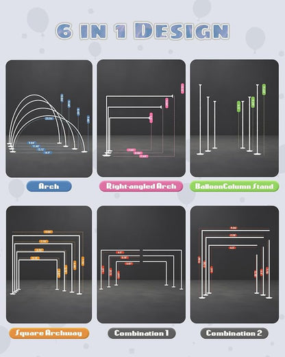 6IN1 Balloon Arch Stand Kit, 10.8ft Adjustable Balloon Column Stand - Image 2