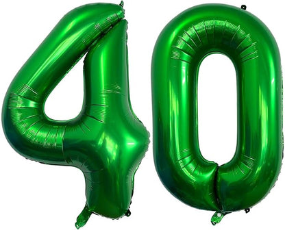 Dark Green 40 Number Balloons, 40 Inch Giant Number 40 Balloons Foil Mylar by Lovoir