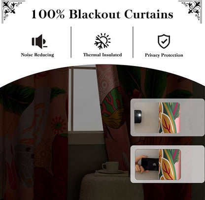 Tyrot Pink Boho Floral Blackout Curtains - Image 3