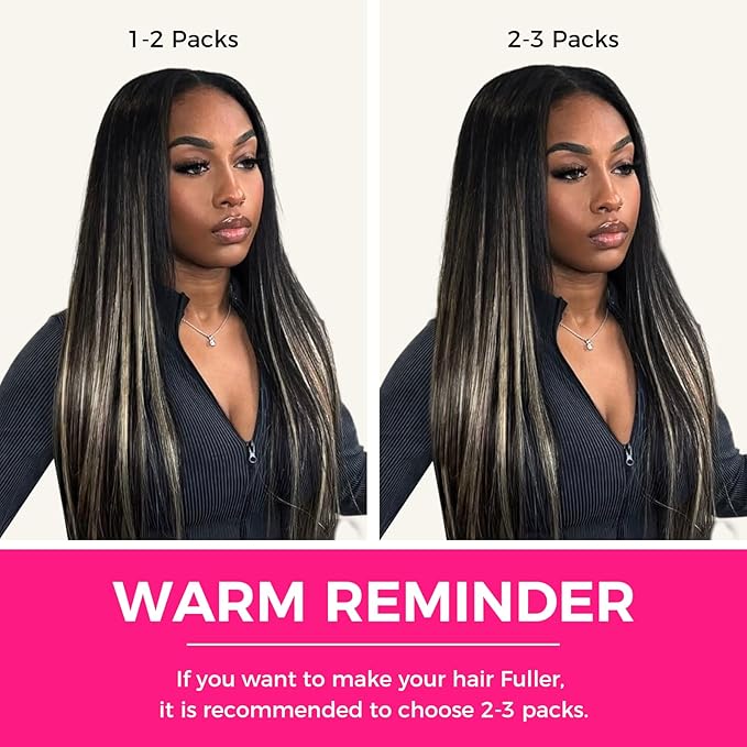 Lashey Seamless Clip in Hair Extensions Human Hair, 110g 7pcs Straight Balayage Natural Black to Light Blonde Highlighted Clip in Hair Extensions for Black Women 14 Inch