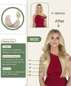 SURNEL Injected Tape in Hair Extensions 20Inch #18P60 Ash Blonde with Platinum Blonde Human Hair Seamless Invisible Tape in Extensions 20 Pcs 45g(#18P60,20)