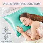 BEDELITE Satin Pillowcase for Hair and Skin, Super Soft and Cooling Similar to Silk Pillow Cases 2 Pack with Envelope Closure, Gift for Women Men(20"x40" King Size, Turquoise)