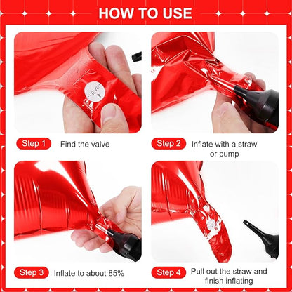 Red Square Foil Balloons 25 Pcs Metallic Red Balloons Wall Backdrop - Image 2
