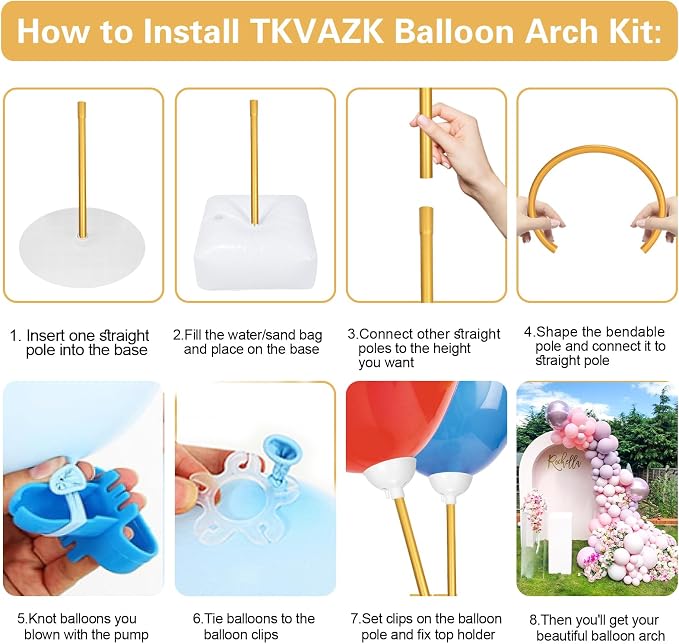 Balloon Arch Kit, Bendable 8FT and 6FT Balloon Arch Stand - Image 3