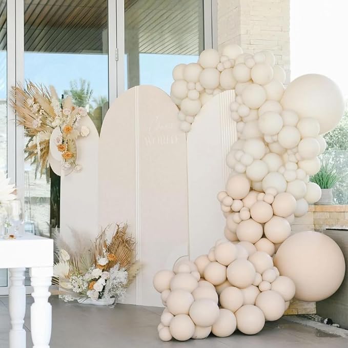 134Pcs Sand White Balloons Different Sizes 5 10 12 18 Inch sand white Latex - Image 5