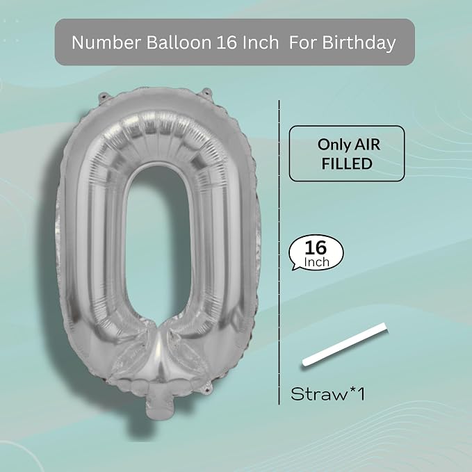 Black Number Balloon 0 Mylar Foil Balloons 16 inch - Image 7