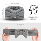 3 Pieces Towel Headbands for Women Makeup Headband for Washing Face Makeup Spa Headband, Microfiber Bowtie Shower Headband for Women (White, Light Gray, Black)